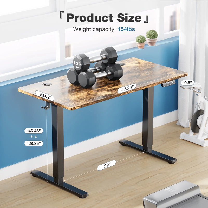 Electric Standing Desk, Height Adjustable with Memory Preset and T-Shaped Metal Brackets