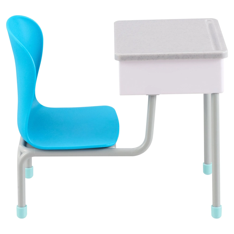 Jozie Check - Plastic Student Desk with Blue Seat 