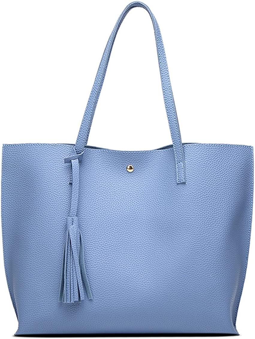 Women S Soft Faux Leather Tote Shoulder Bag from Dreubea, Big Capacity Tassel Handbag