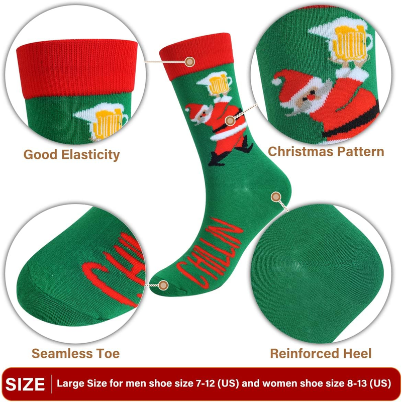 12 Pairs Men's Christmas Socks, Christmas Gifts Holiday Fun Novelty Cotton Socks