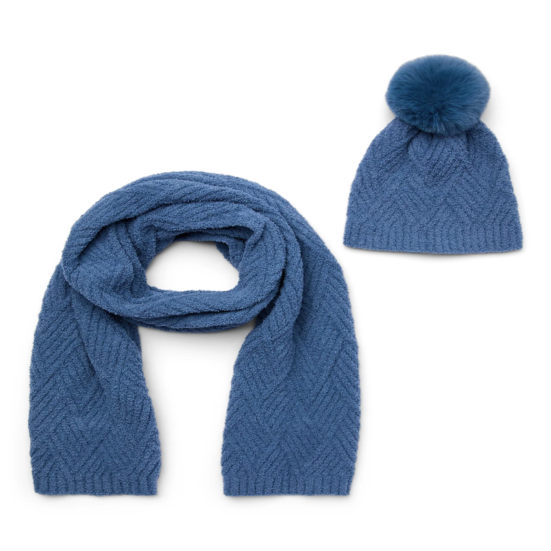 Women's Cozy Cross Beanie and Winter Scarf 2-Piece Gift Set