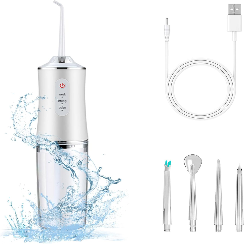 Rechargeable Cordless Electric Water Flosser - 3 Modes & 4 Jet Tips 