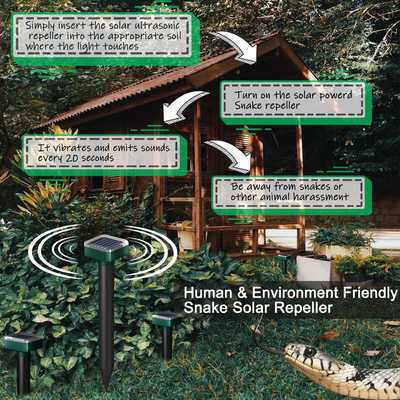 4-6 or 8 PCS Snake Repellent Sonic Stakes for Yard - Pet Safe