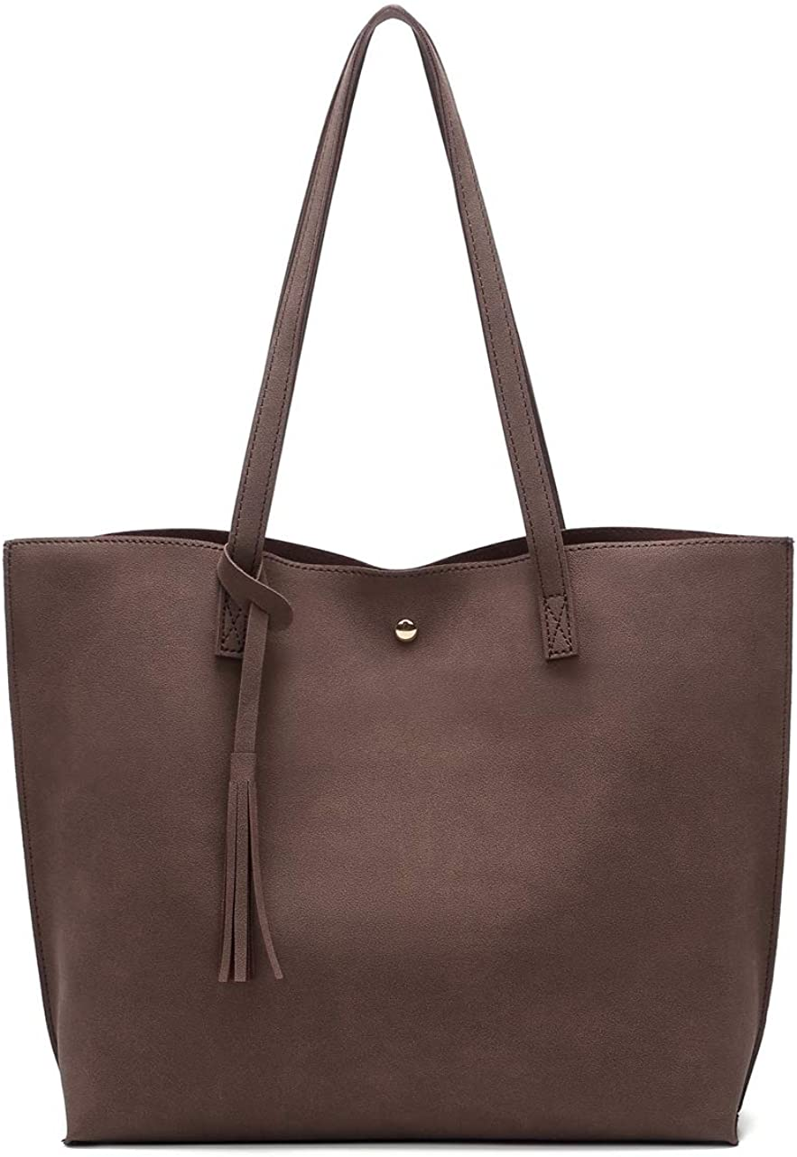 Women S Soft Faux Leather Tote Shoulder Bag from Dreubea, Big Capacity Tassel Handbag