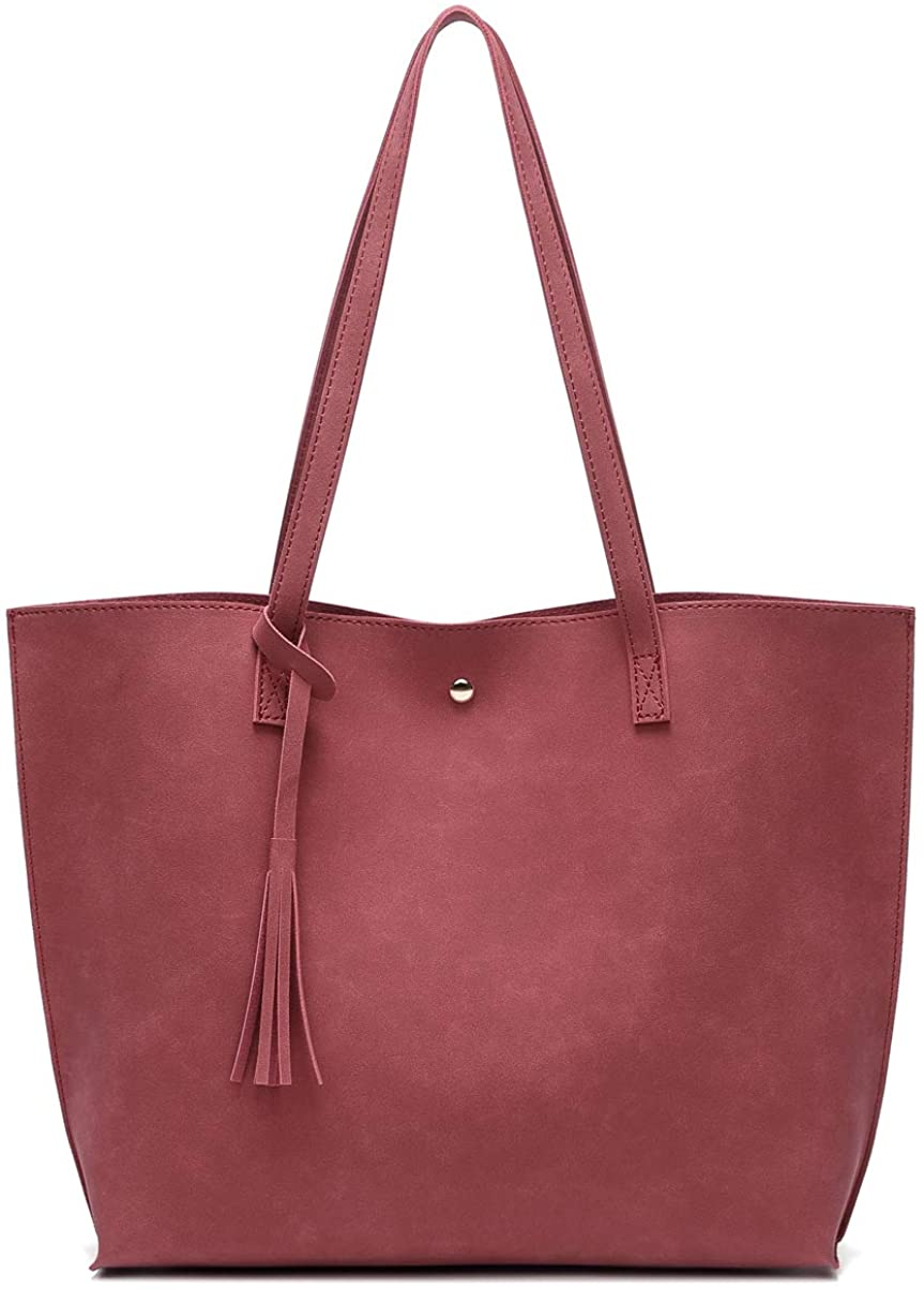 Women S Soft Faux Leather Tote Shoulder Bag from Dreubea, Big Capacity Tassel Handbag