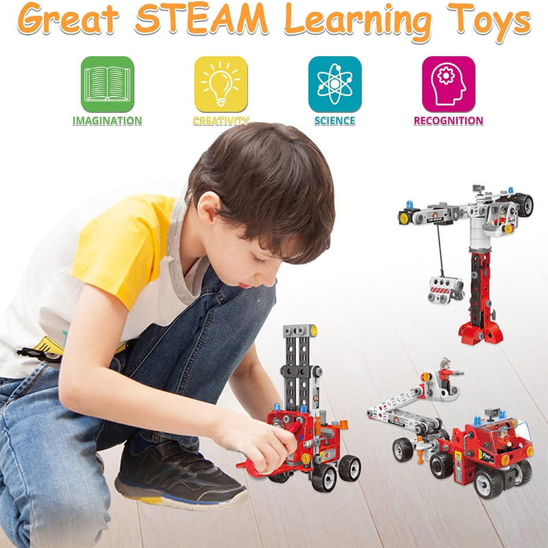 187 Piece Educational STEM Building Toys - Construction Building Blocks Ages 4-8