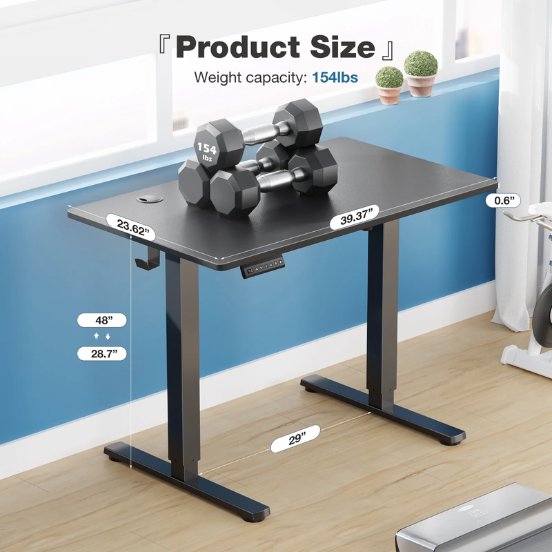 Ergonomic Height Adjustable Stand Up Desk with Memory Preset and T-Shaped Metal Bracket 