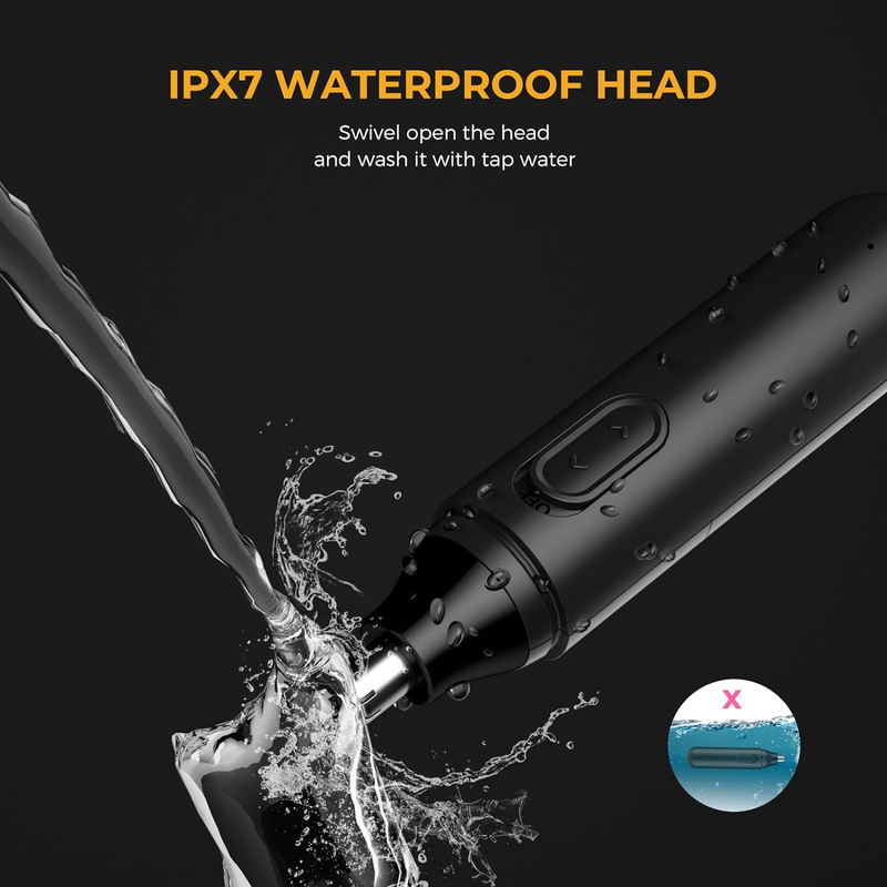 IPX7 Waterproof Dual Edge Blades Nasal Trimmer Nose Clippers - USB Rechargeable 