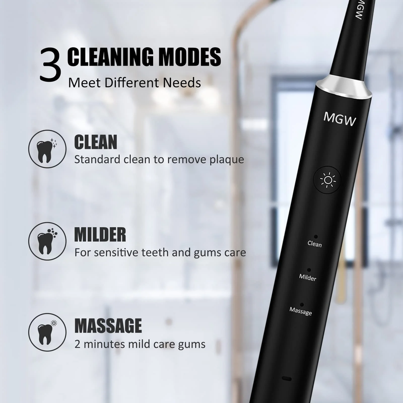 Sonic Electric Toothbrush with Smart Timer & 2 Replacement Brush Heads Included