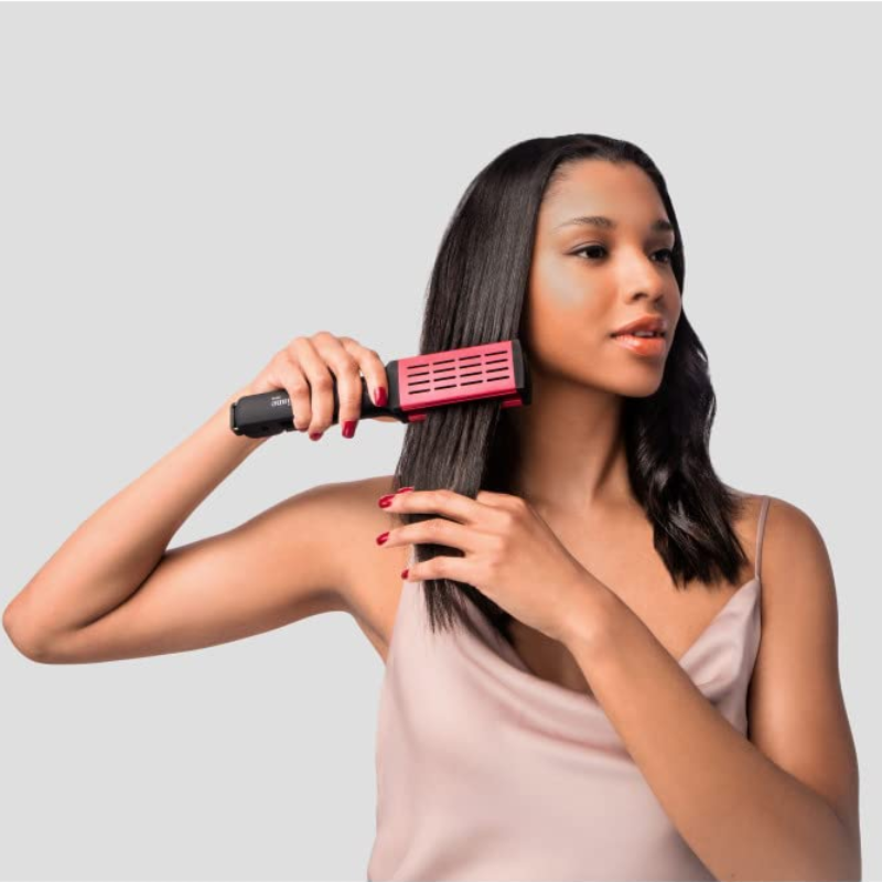 Double Sided Ceramic Straightening Brush with Nylon Bristles for Smoothing and Styling