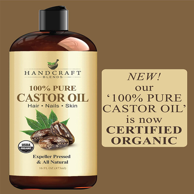  Premium Grade Oil for Hair Growth, Eyelashes and Eyebrows - Organic Castor Oil - 16 Fl Oz - 100% Pure and Natural