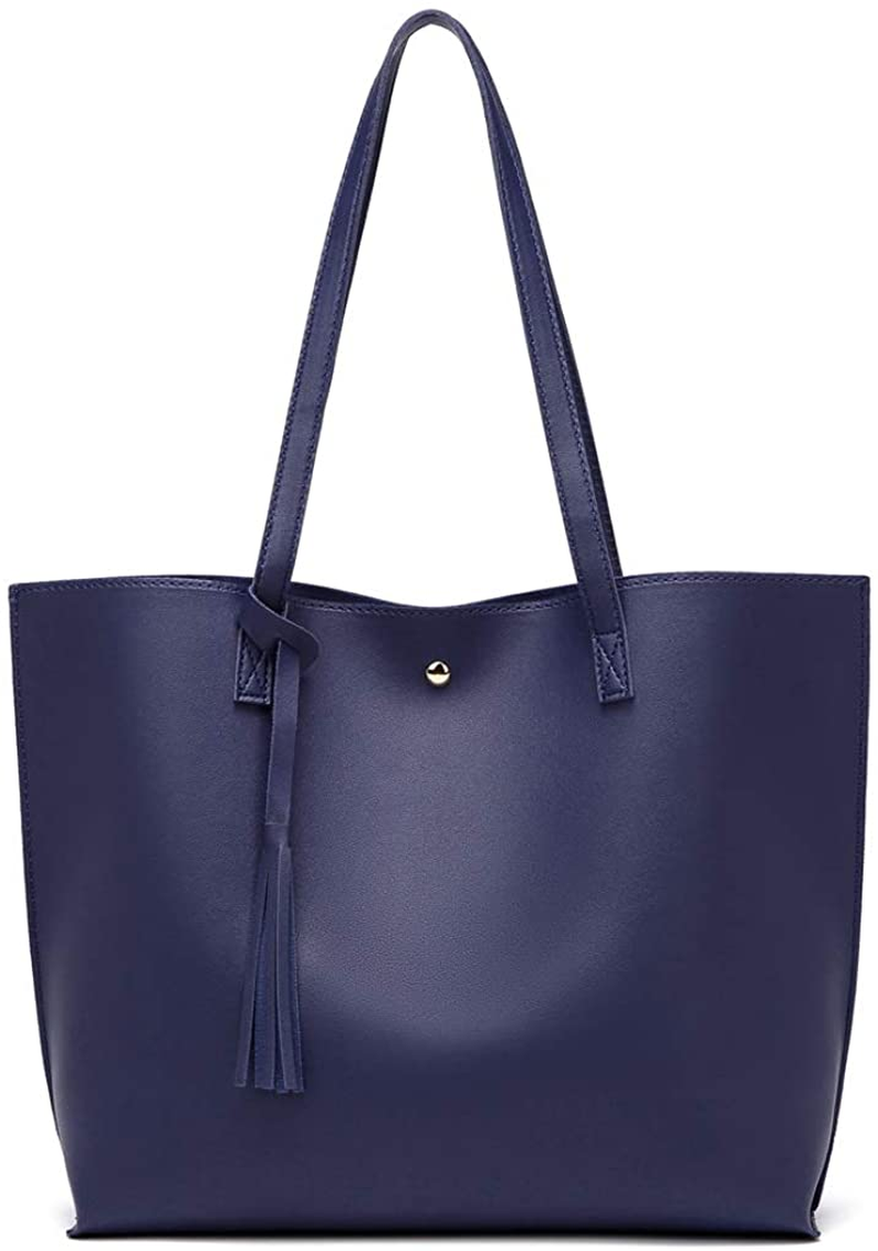 Women S Soft Faux Leather Tote Shoulder Bag from Dreubea, Big Capacity Tassel Handbag