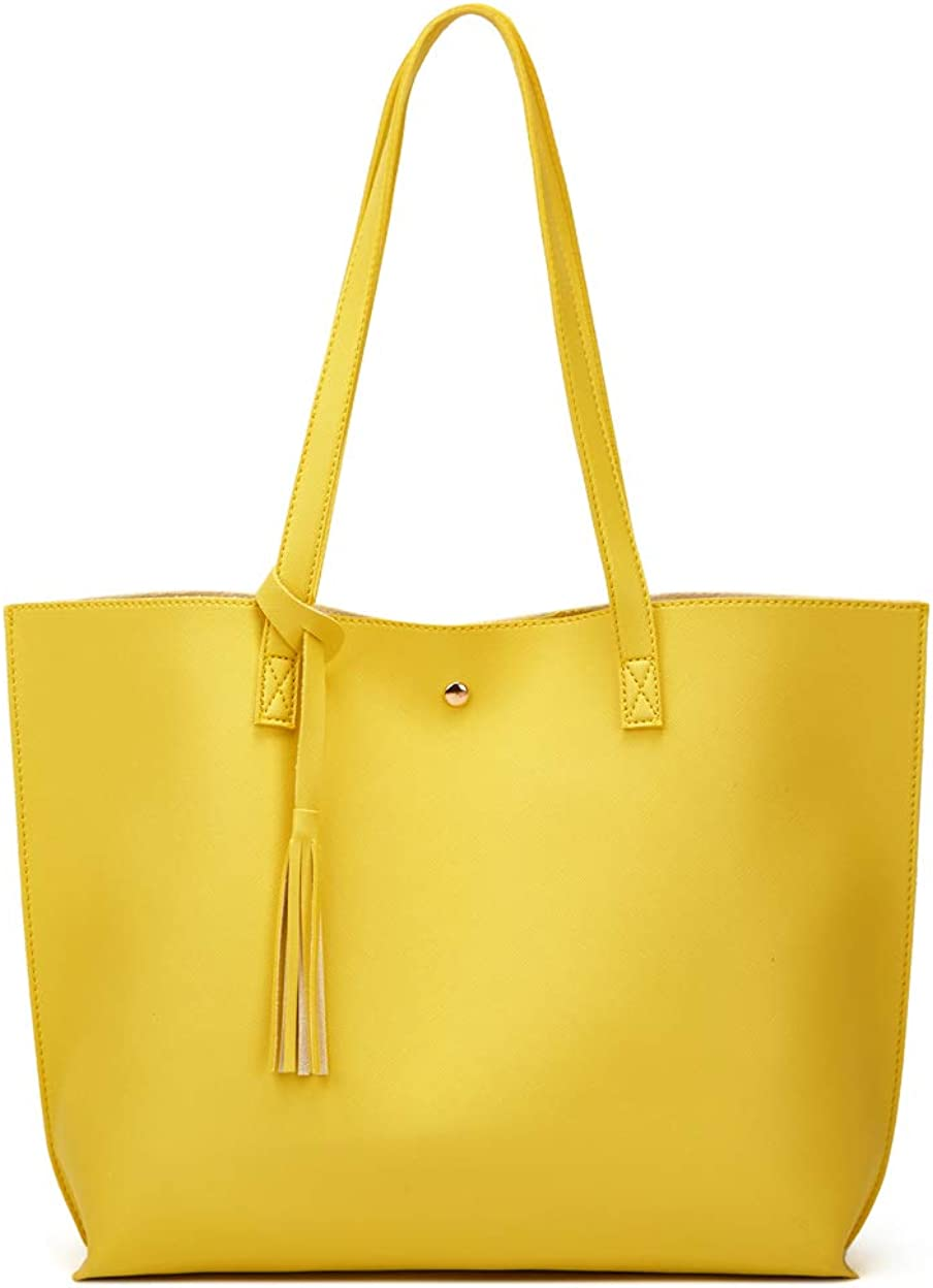 Women S Soft Faux Leather Tote Shoulder Bag from Dreubea, Big Capacity Tassel Handbag