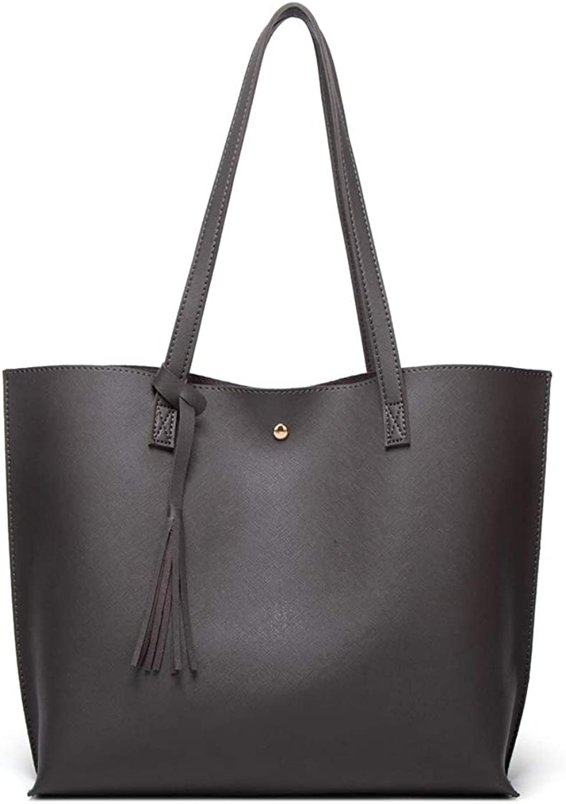 Women S Soft Faux Leather Tote Shoulder Bag from Dreubea, Big Capacity Tassel Handbag