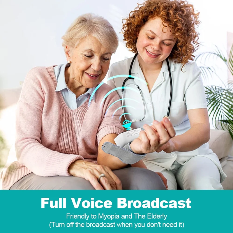 Rechargeable Wrist Blood Pressure Monitor with Voice Broadcast and 180 Memory for Dual Users