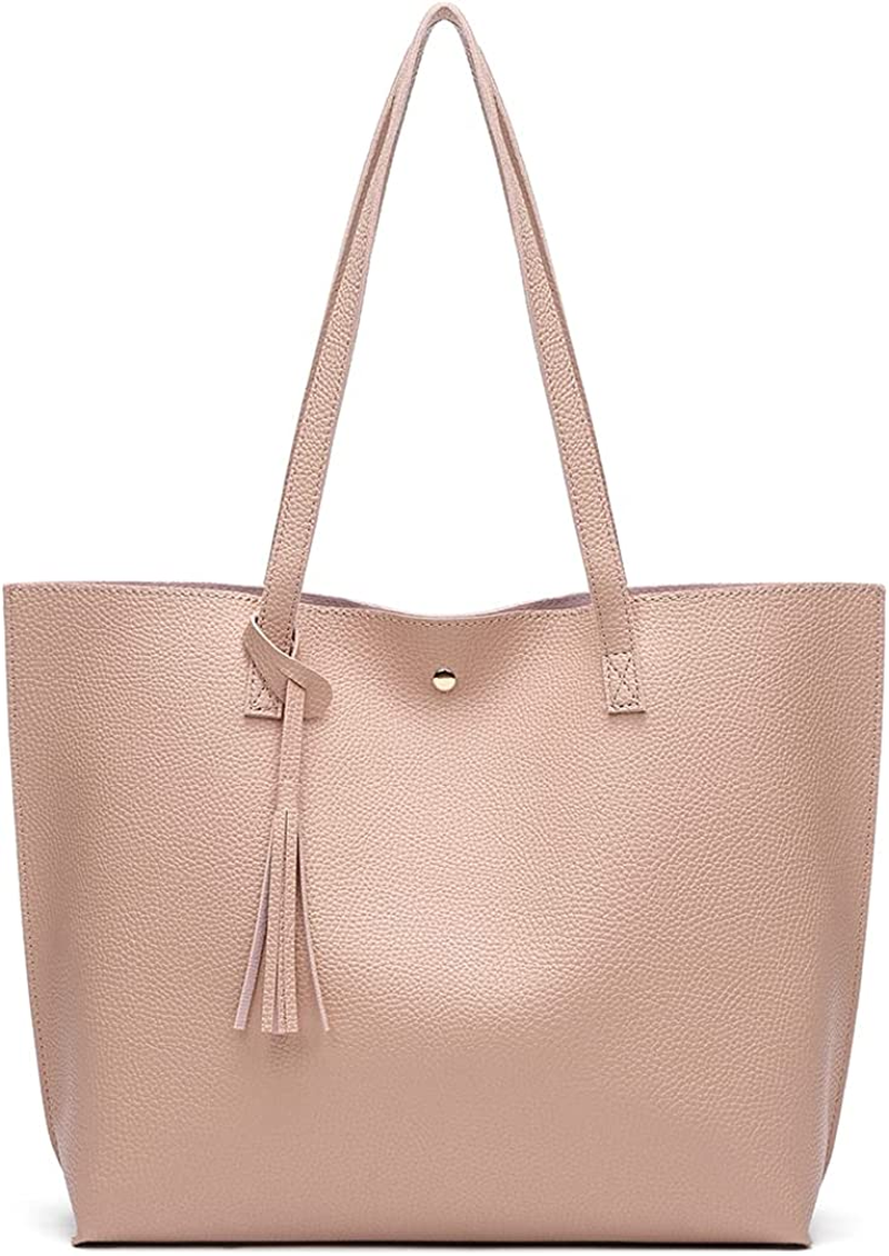 Women S Soft Faux Leather Tote Shoulder Bag from Dreubea, Big Capacity Tassel Handbag