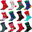 12 Pairs Men's Christmas Socks, Christmas Gifts Holiday Fun Novelty Cotton Socks