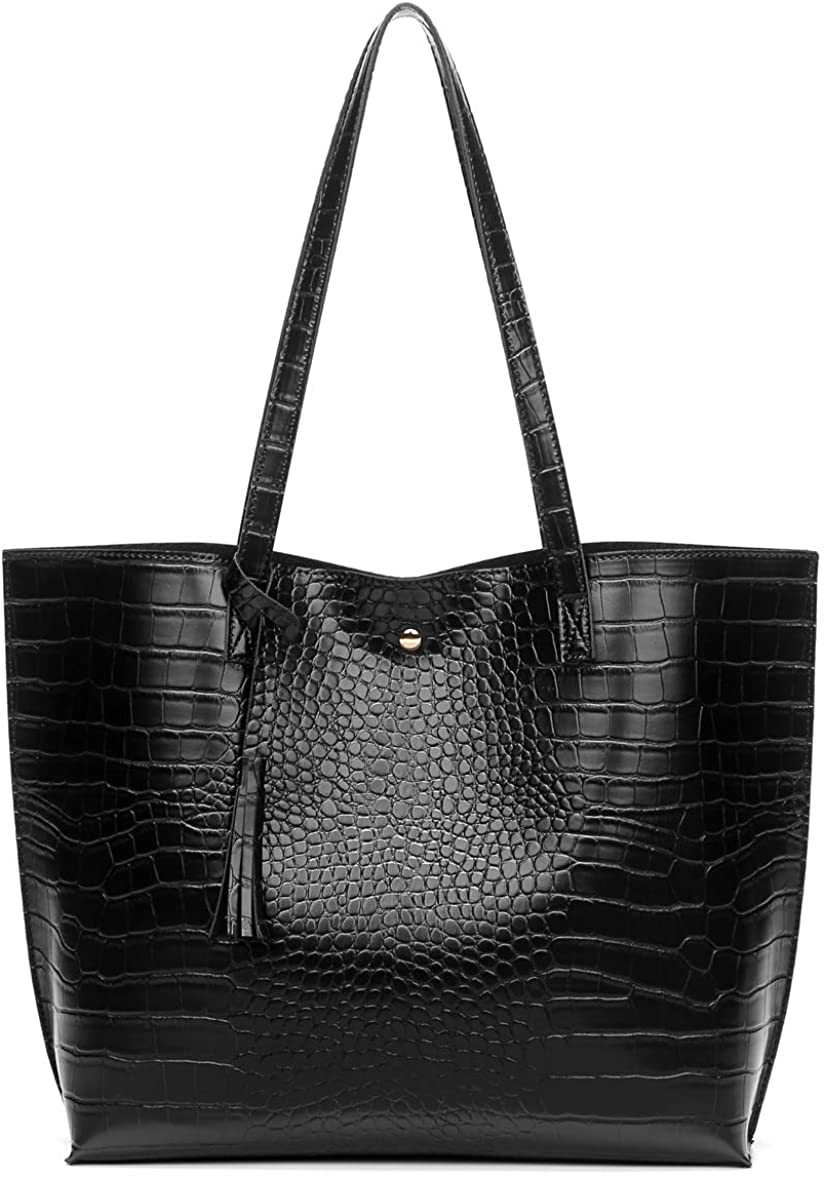 Women S Soft Faux Leather Tote Shoulder Bag from Dreubea, Big Capacity Tassel Handbag