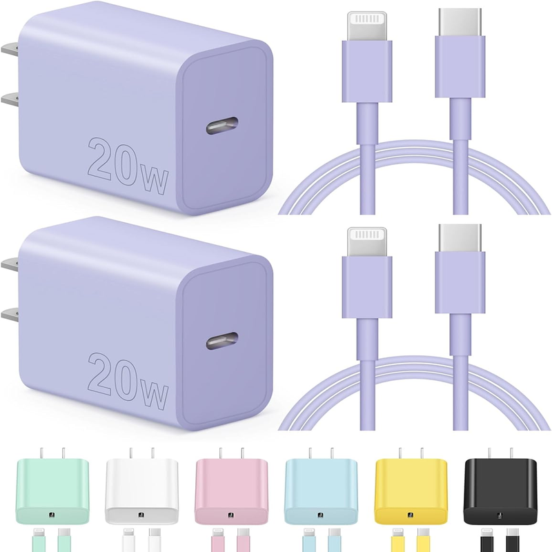 2 Pack Fast Charging USB C Charger Blocks with 6FT Cords