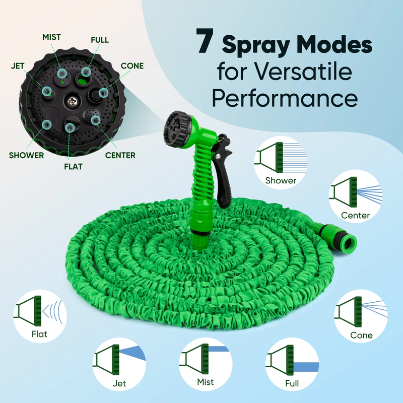 100Ft Expandable Flexible Garden Water Hose with Free 7 Spray Nozzle