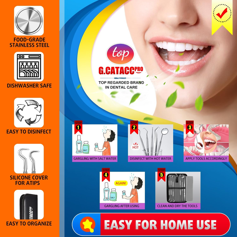 5 Piece Kit with Case - Dental Tools, Dental Hygiene Kit, Oral Care 