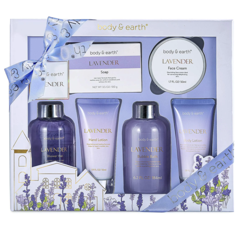 Body & Earth 6 Piece Spa Gift Set - Lavender