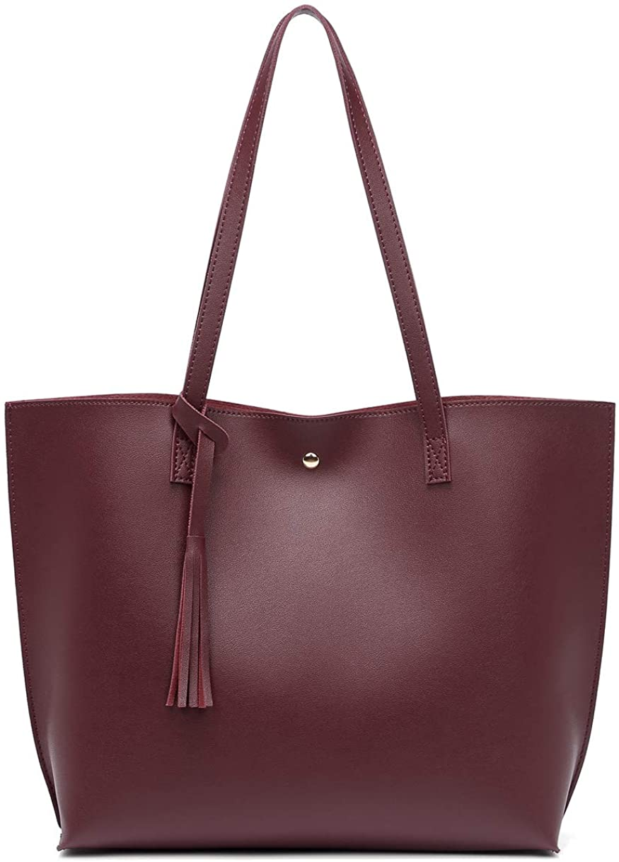 Women S Soft Faux Leather Tote Shoulder Bag from Dreubea, Big Capacity Tassel Handbag