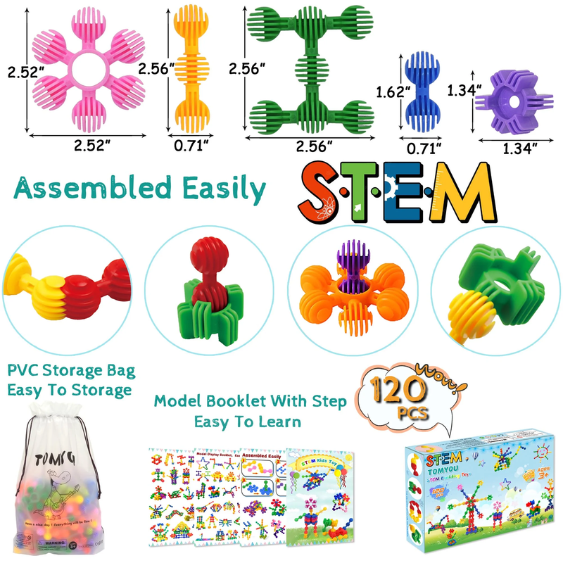 100 Pcs Kids Building Blocks STEM Educational Interlocking