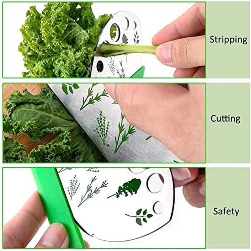 Stainless Steel Kitchen Herbs Leaf Stripping Tool with 9 Holes