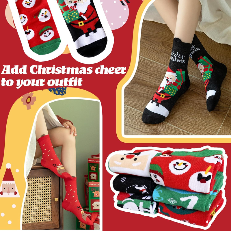 12 Pairs Christmas Socks - Fun Colorful Holiday Socks