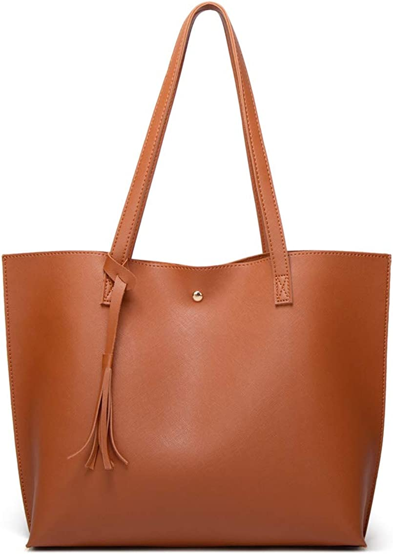 Women S Soft Faux Leather Tote Shoulder Bag from Dreubea, Big Capacity Tassel Handbag