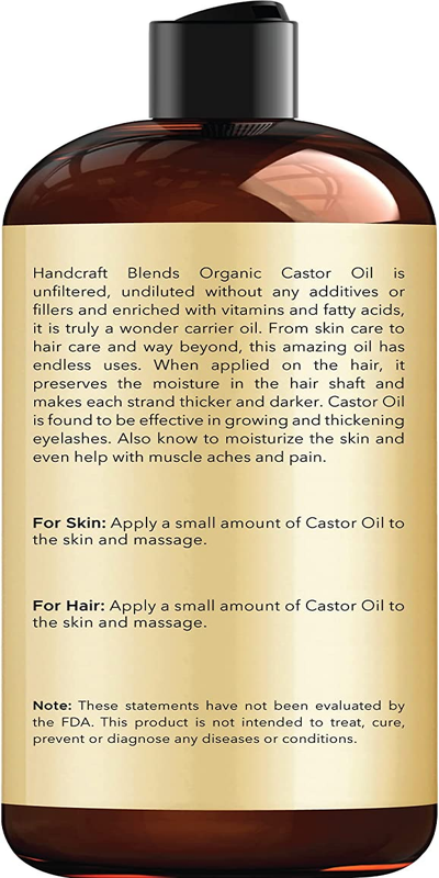  Premium Grade Oil for Hair Growth, Eyelashes and Eyebrows - Organic Castor Oil - 16 Fl Oz - 100% Pure and Natural
