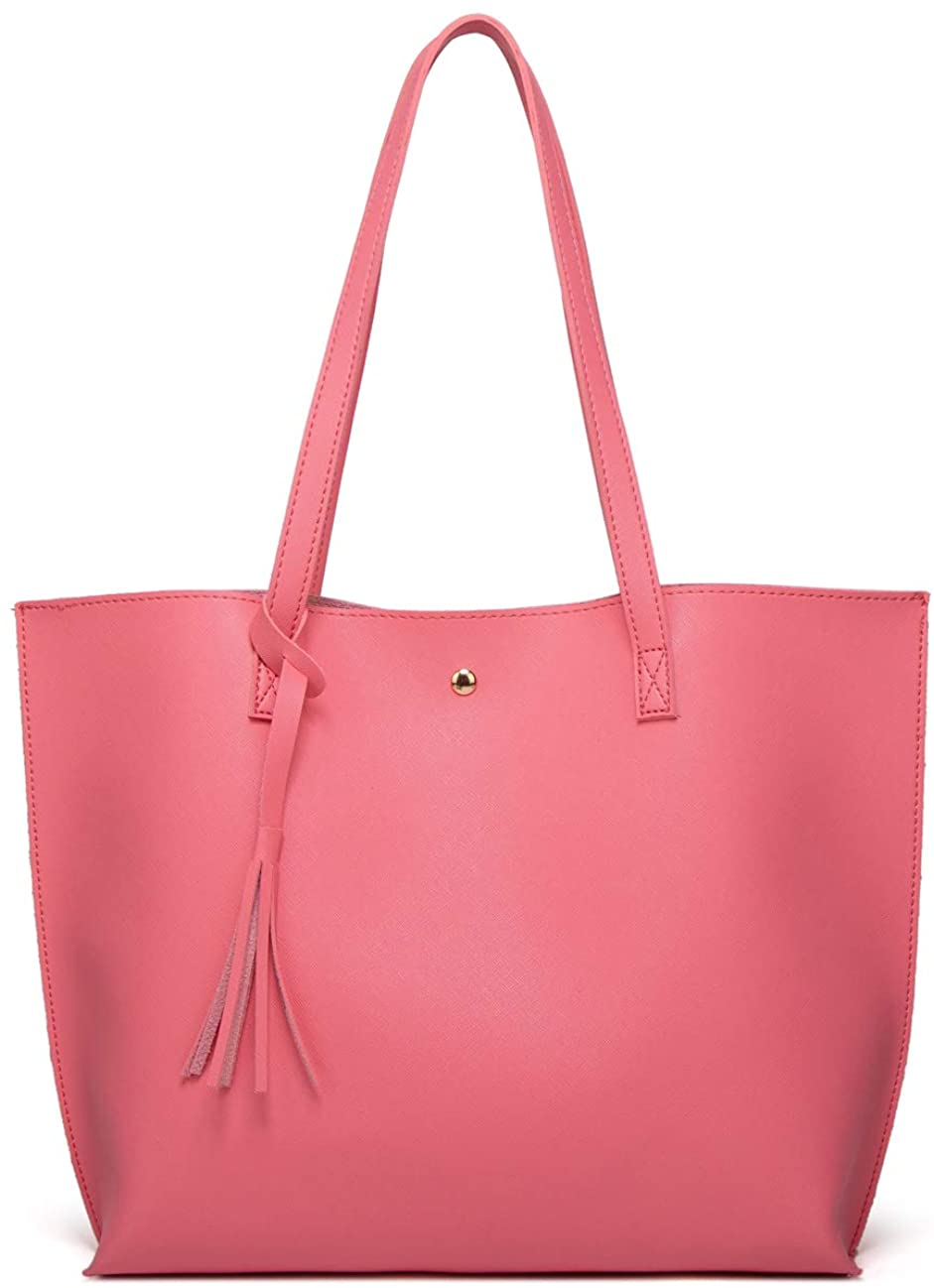 Women S Soft Faux Leather Tote Shoulder Bag from Dreubea, Big Capacity Tassel Handbag