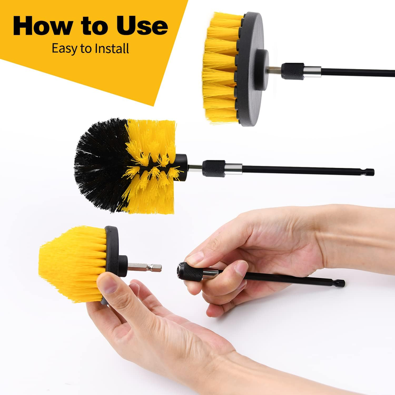 6pcs Drill Brush Attachment Set, 5pcs Scrubber Brushes with 1pcs Extend Long Attachment