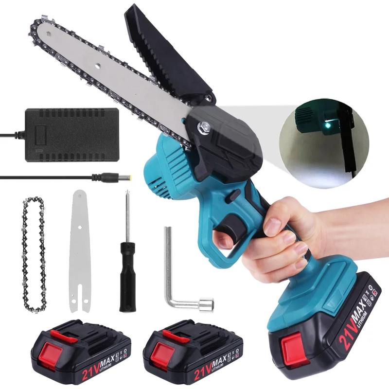 Mini Chainsaw 6-Inch, Electric Chainsaw Cordless Chain Saw with 2 Large Capacity Batteries