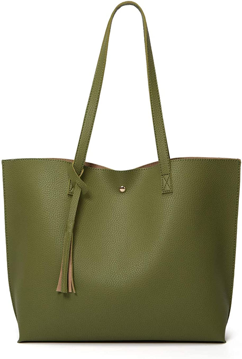 Women S Soft Faux Leather Tote Shoulder Bag from Dreubea, Big Capacity Tassel Handbag