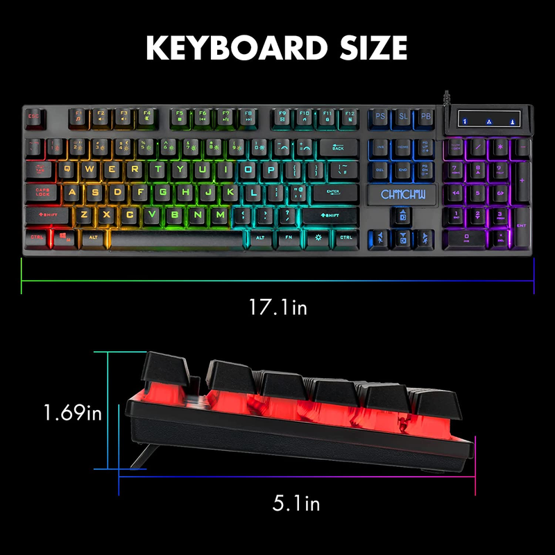 RGB Backlit LED Wired Gaming Keyboard for Mac PC PS5 PS4 Xbox One Gamers