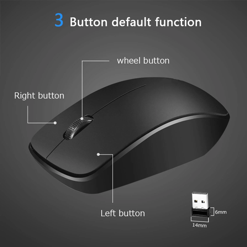 Full Size Ambidextrous Curve Design Wireless Mouse - Precise Cursor Control Scrolling Wide Scroll Wheel Thumb Grips