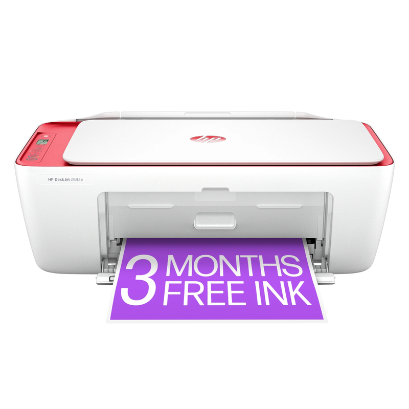 HP Deskjet 2842E Wireless All-In-One Color Inkjet Printer, Scanner, Copier, 3 Months Free Ink