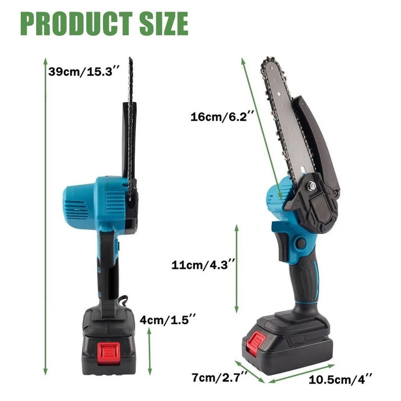 Mini Chainsaw 6-Inch, Electric Chainsaw Cordless Chain Saw with 2 Large Capacity Batteries