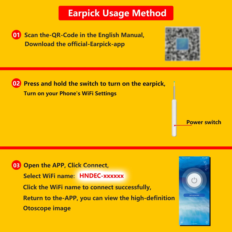 11 Pcs Wireless Earpick, Ear Wax Removal Kit with Camera 1296P HD with 6 LED Lights & Silicone Soft Ear Tips 