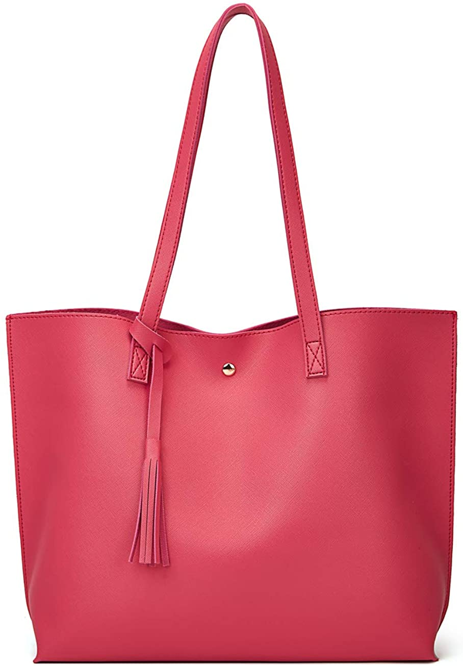 Women S Soft Faux Leather Tote Shoulder Bag from Dreubea, Big Capacity Tassel Handbag