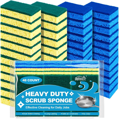 Pack of 48 Non-Scratch Scrub Sponges, Dual Sided Cleaning Sponges