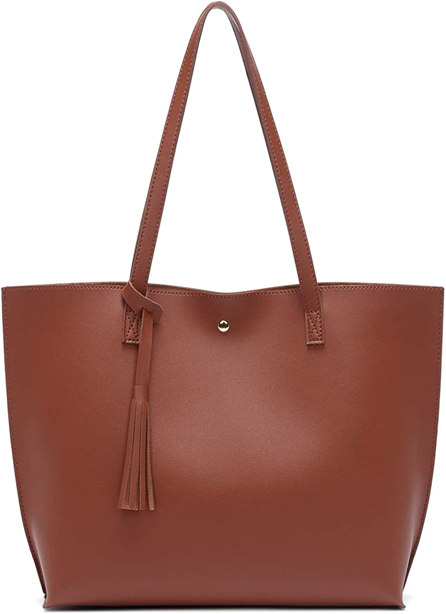 Women S Soft Faux Leather Tote Shoulder Bag from Dreubea, Big Capacity Tassel Handbag