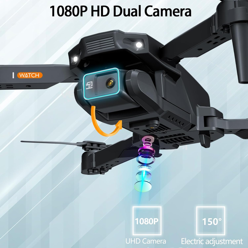 FPV Foldable RC Quadcopter Drone Camera - Electrically Adjustable 1080P HD Camera Drone