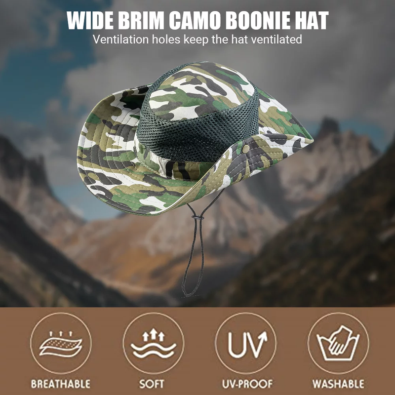 Wide Brim Breathable Sun Cap Boonie Bucket Hat