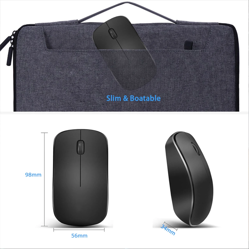 Full Size Ambidextrous Curve Design Wireless Mouse - Precise Cursor Control Scrolling Wide Scroll Wheel Thumb Grips