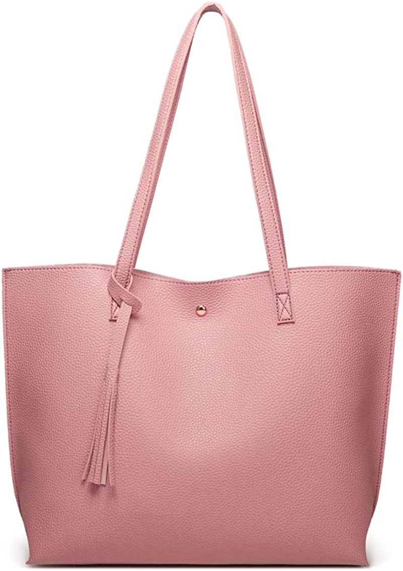 Women S Soft Faux Leather Tote Shoulder Bag from Dreubea, Big Capacity Tassel Handbag