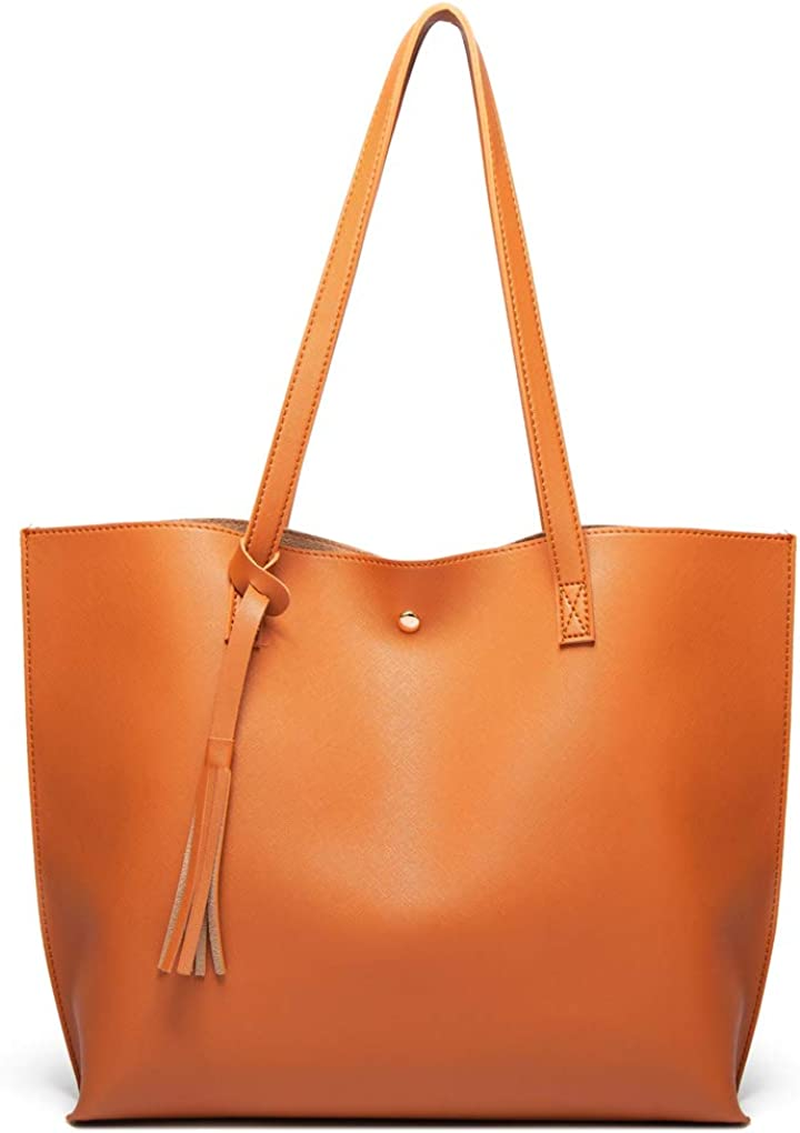 Women S Soft Faux Leather Tote Shoulder Bag from Dreubea, Big Capacity Tassel Handbag