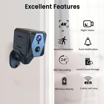 2K FHD WiFi Mini Camera, Security Camera, Cloud & SD Storage, AI Motion Detection, Auto Night Vision